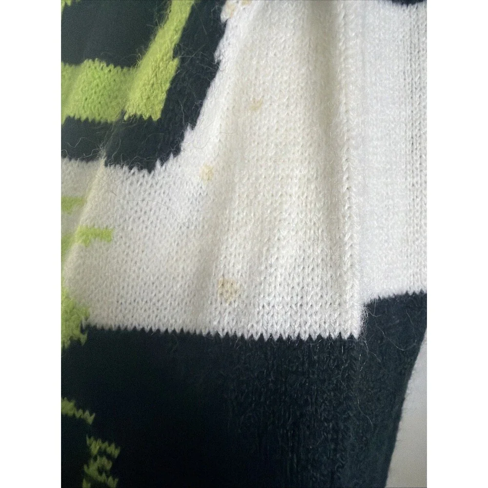 Tim Burton's Beetlejuice Scarf  Vintage 78”x8” Striped Tassels White Black Green